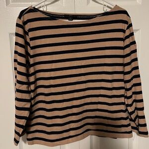 J. Crew Tan and Navy Striped Top